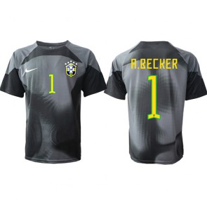 Brazylia Alisson Becker #1 Bramkarskie Koszulka Podstawowych MŚ 2022 Krótki Rękaw
